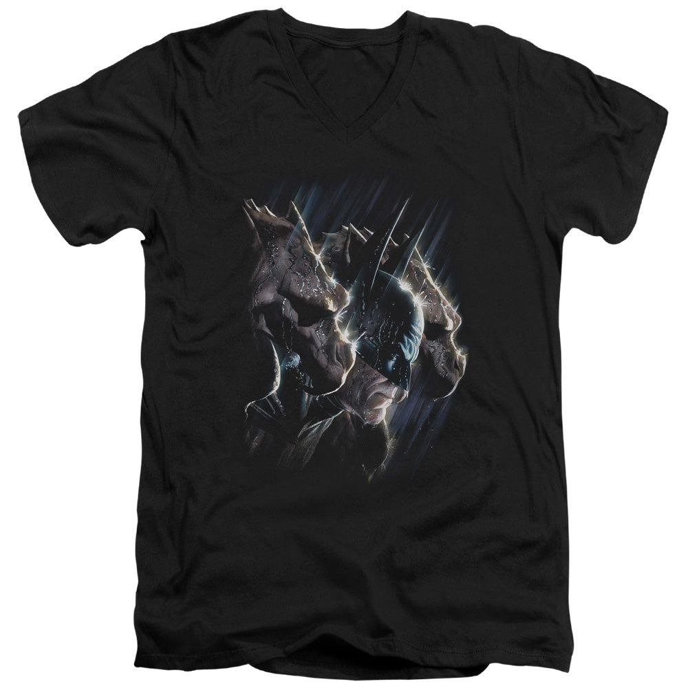 AN OFFCIALLY LICENSED BATMAN GARGOYLES MEN'S V-NECK T-SHIRT BLACK