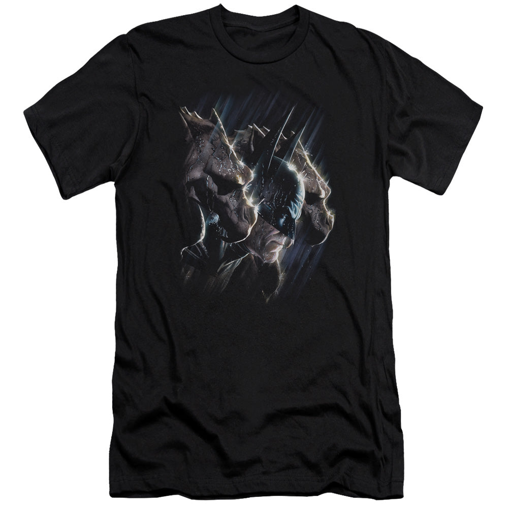 AN OFFCIALLY LICENSED BATMAN GARGOYLES MEN'S PREMIUM SLIM FIT T-SHIRT BLACK