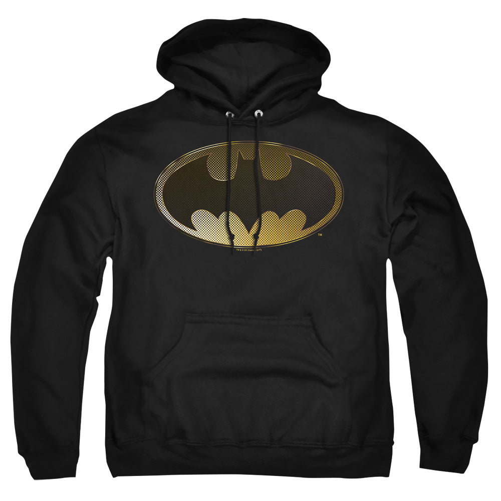 AN OFFCIALLY LICENSED BATMAN HALFTONE BAT ADULT UNISEX PULLOVER HOODIE BLACK