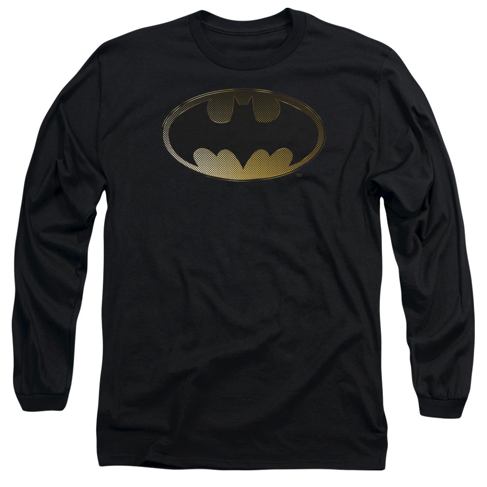AN OFFCIALLY LICENSED BATMAN HALFTONE BAT MEN'S LONG SLEEVE T-SHIRT BLACK