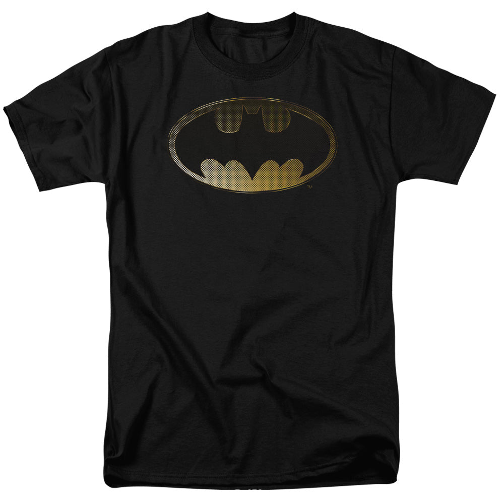 AN OFFCIALLY LICENSED BATMAN HALFTONE BAT MEN'S REGULAR FIT T-SHIRT BLACK