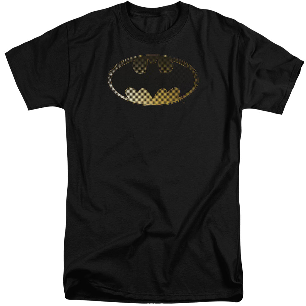 AN OFFCIALLY LICENSED BATMAN HALFTONE BAT MEN'S TALL FIT T-SHIRT BLACK