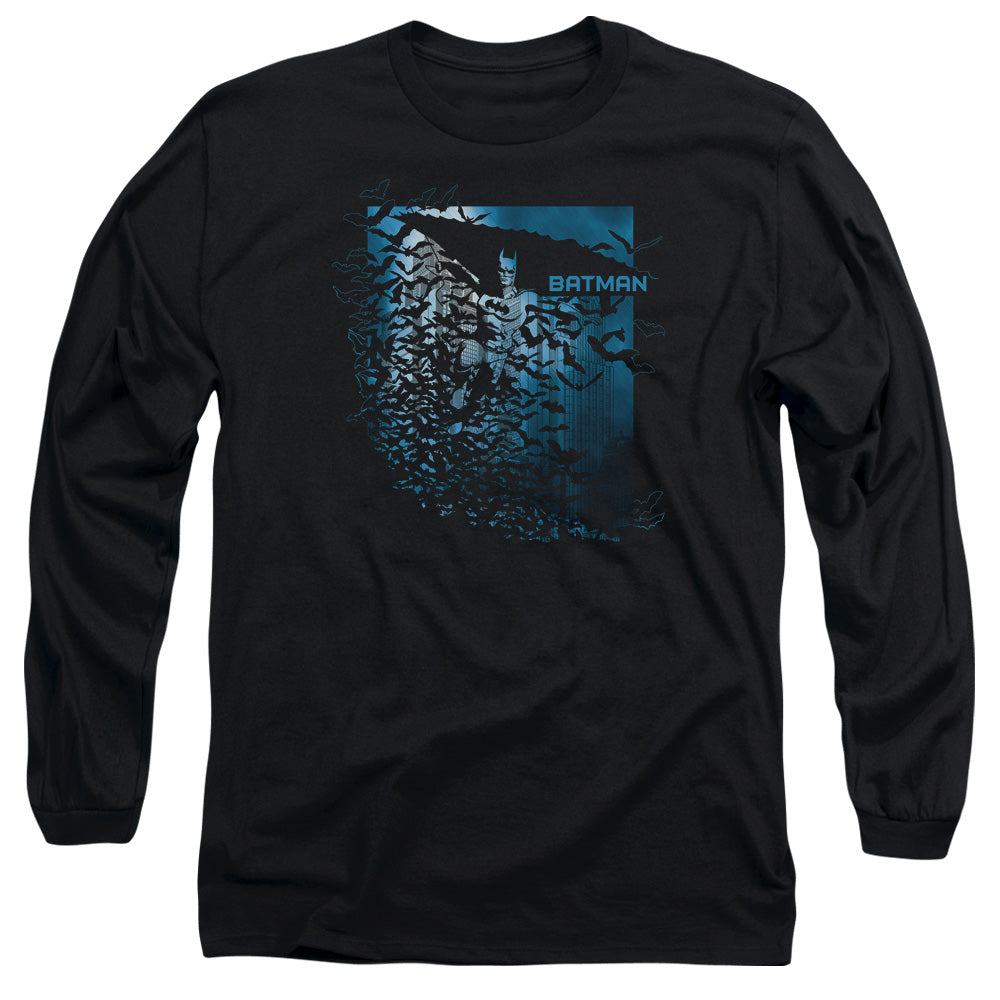 AN OFFCIALLY LICENSED BATMAN BAT AMONG BATS MEN'S LONG SLEEVE T-SHIRT BLACK