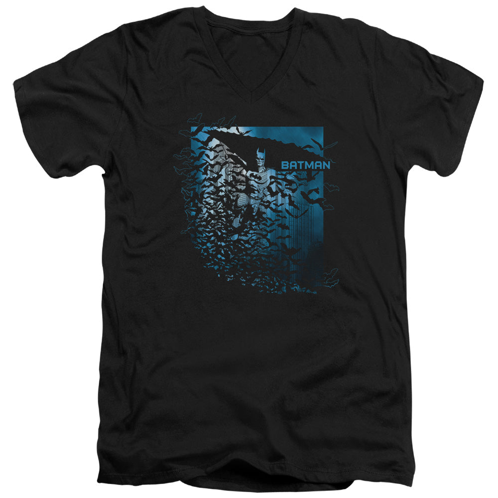 AN OFFCIALLY LICENSED BATMAN BAT AMONG BATS MEN'S V-NECK T-SHIRT BLACK