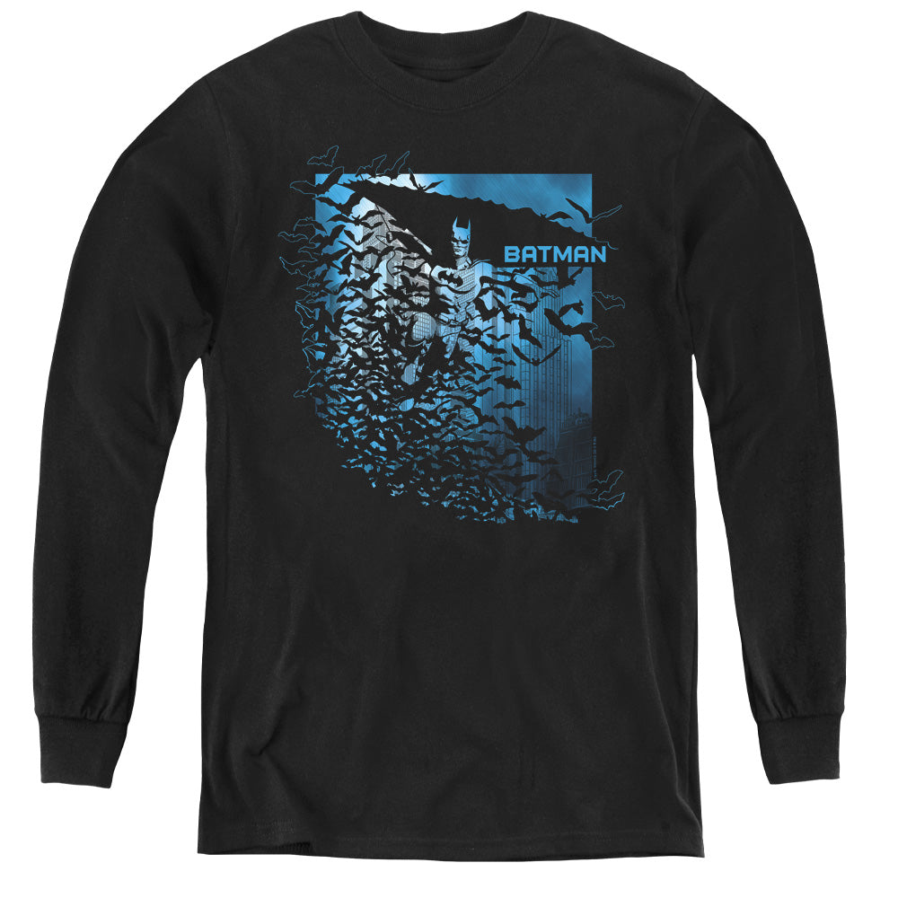 AN OFFCIALLY LICENSED BATMAN BAT AMONG BATS YOUTH LONG SLEEVE T-SHIRT BLACK