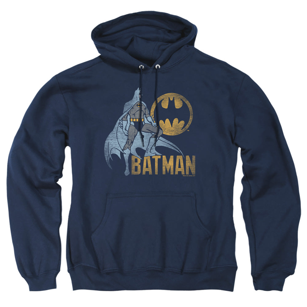 AN OFFCIALLY LICENSED BATMAN KNIGHT WATCH ADULT UNISEX PULLOVER HOODIE NAVY