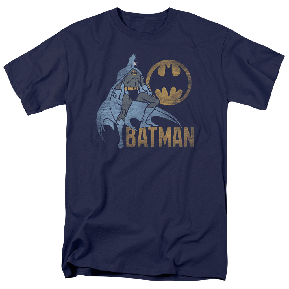 AN OFFCIALLY LICENSED BATMAN KNIGHT WATCH MEN'S REGULAR FIT T-SHIRT NAVY