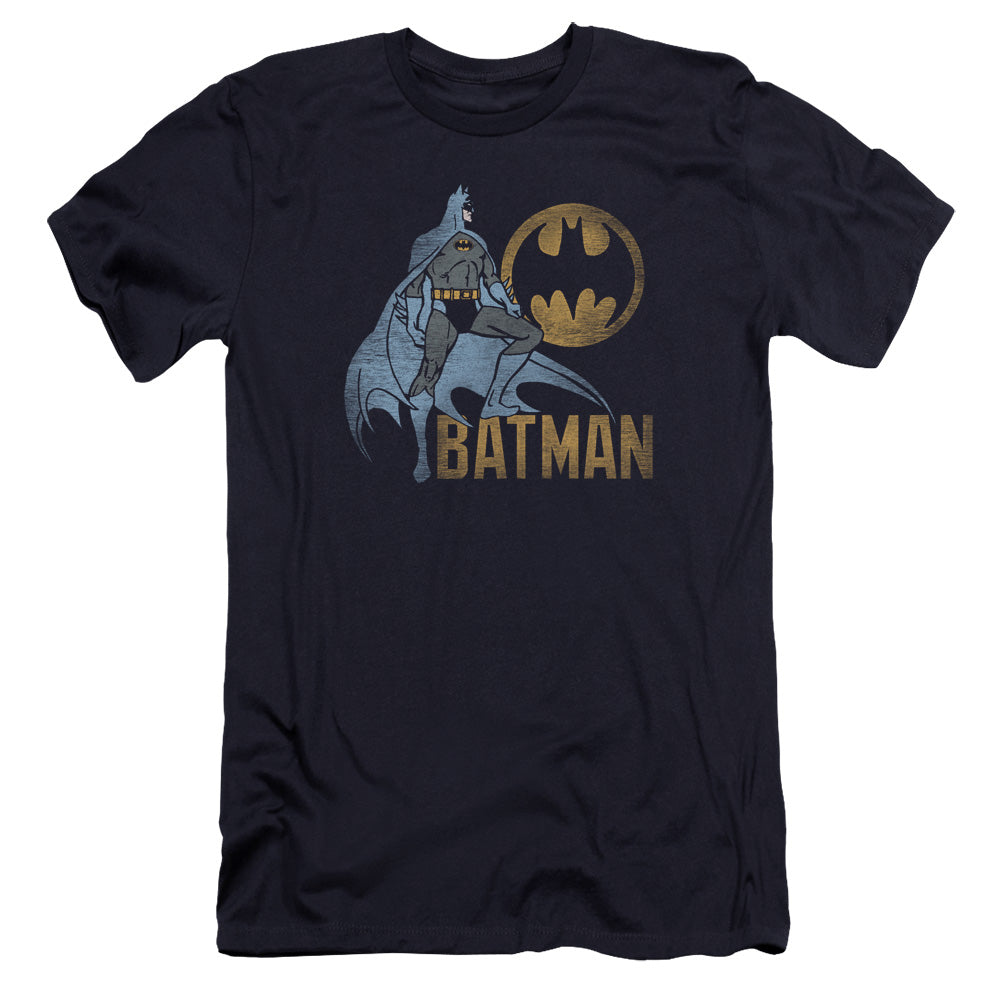 AN OFFCIALLY LICENSED BATMAN KNIGHT WATCH MEN'S PREMIUM SLIM FIT T-SHIRT NAVY