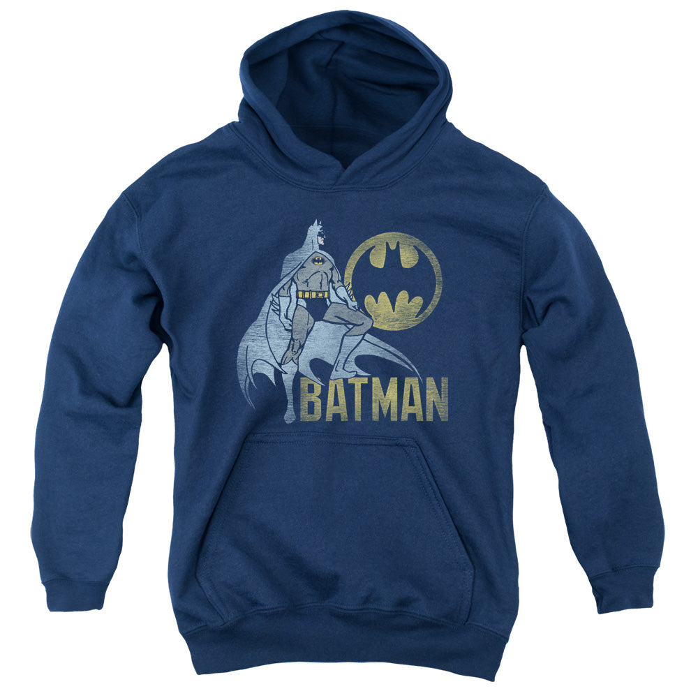AN OFFCIALLY LICENSED BATMAN KNIGHT WATCH YOUTH HOODIE NAVY