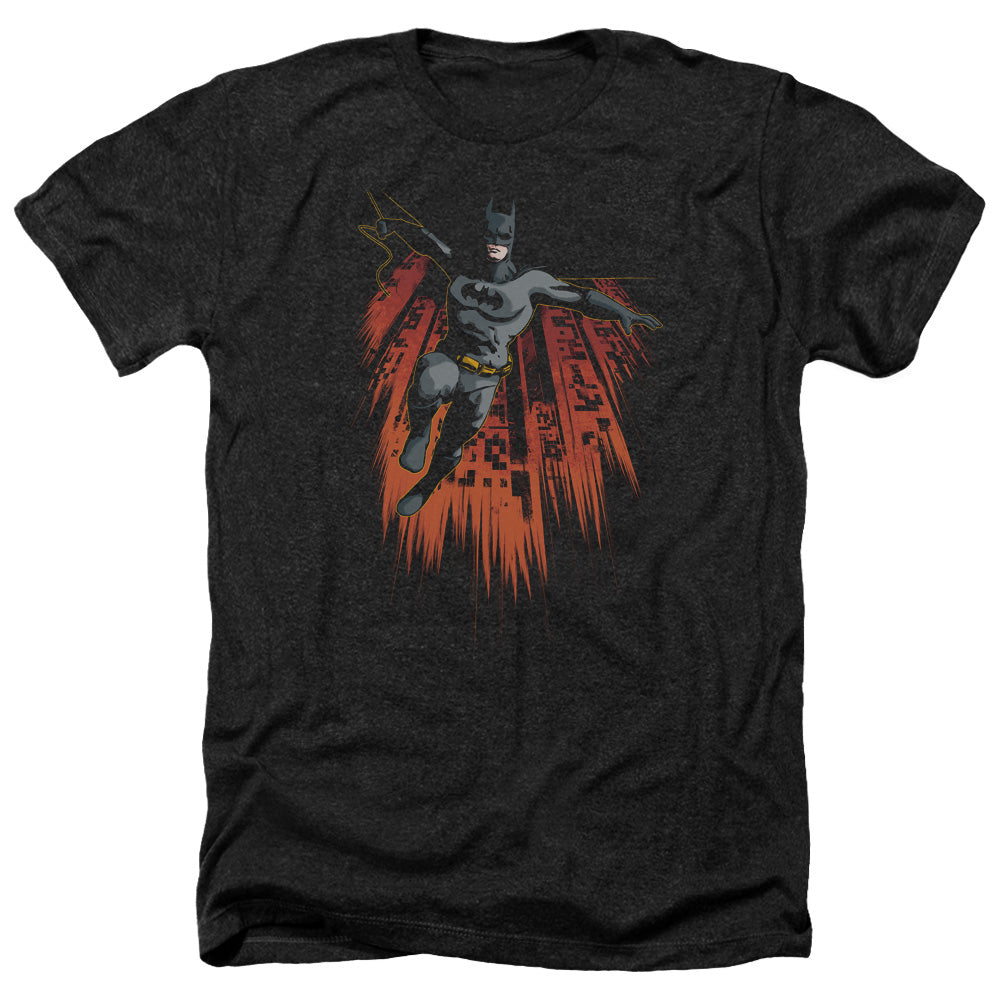 AN OFFCIALLY LICENSED BATMAN MAJESTIC MEN'S HEATHER T-SHIRT CHARCOAL