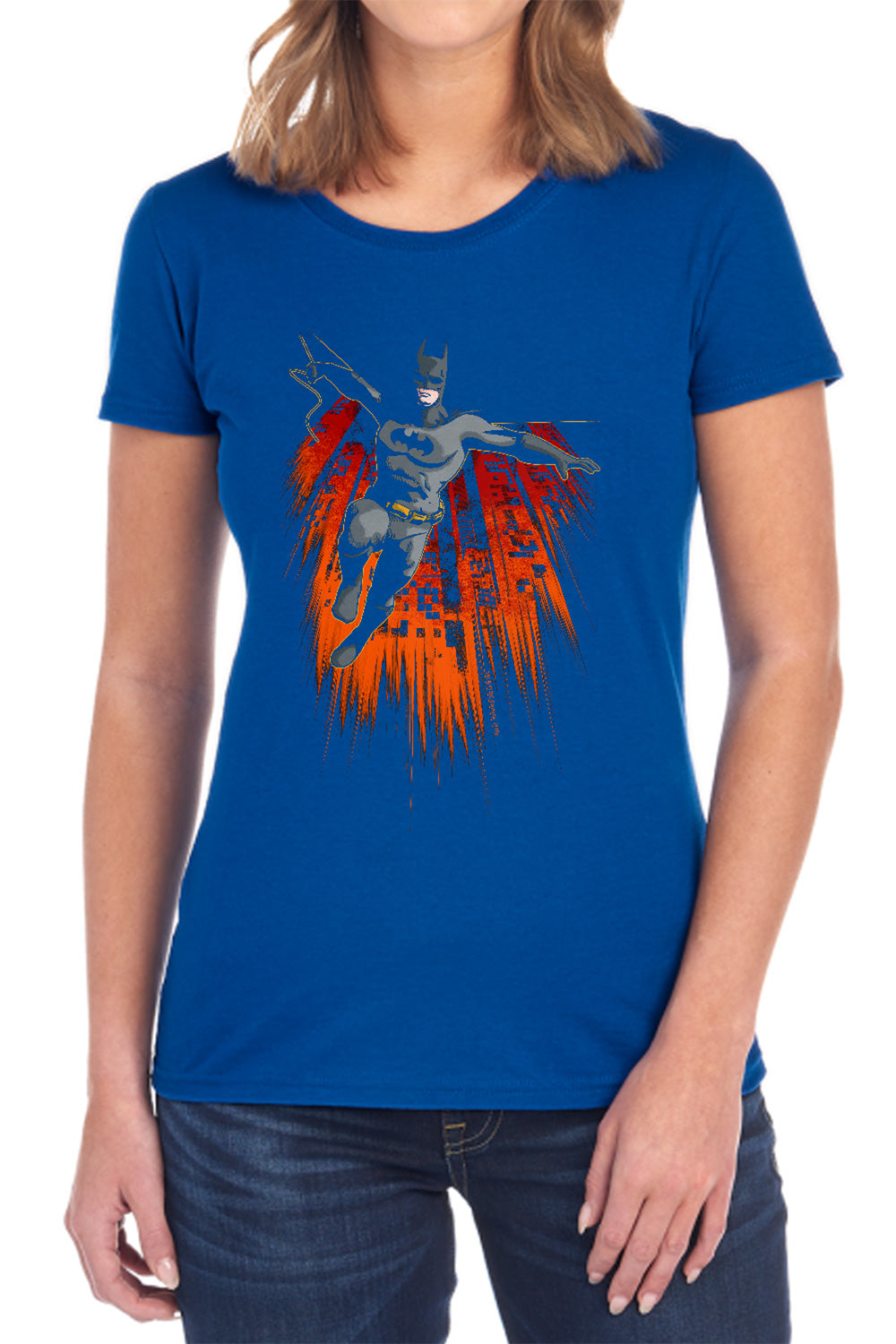 AN OFFCIALLY LICENSED BATMAN MAJESTIC WOMEN'S REGULAR FIT T-SHIRT BLACK