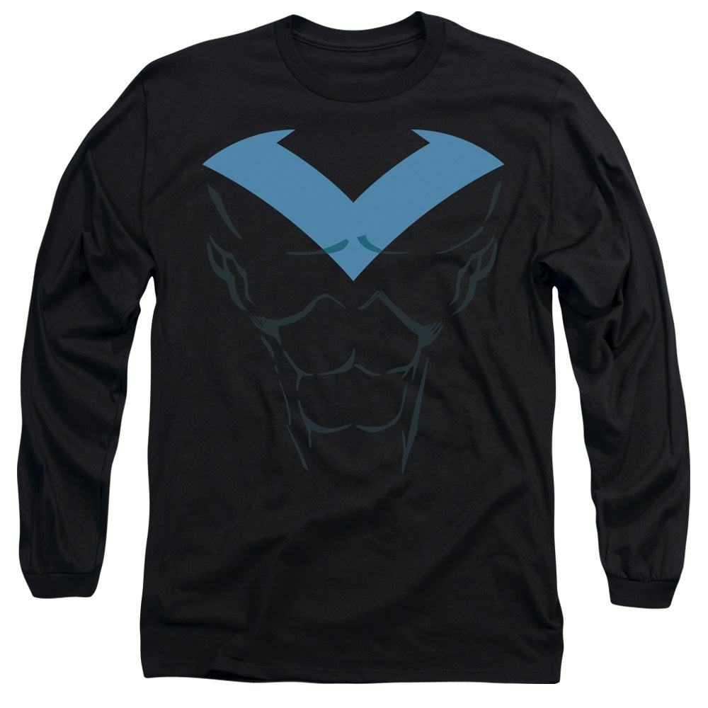 AN OFFCIALLY LICENSED BATMAN NIGHTWING UNIFORM MEN'S LONG SLEEVE T-SHIRT BLACK