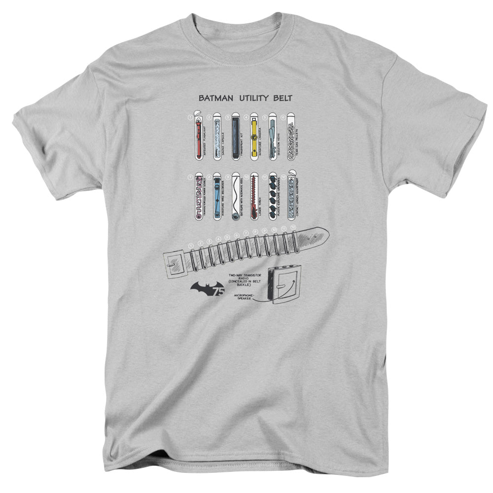 AN OFFCIALLY LICENSED BATMAN UTILITY BELT MEN'S REGULAR FIT T-SHIRT SILVER