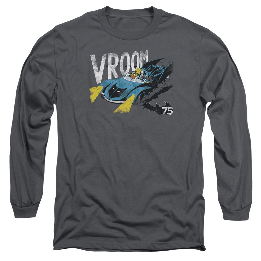 AN OFFCIALLY LICENSED BATMAN VROOM MEN'S LONG SLEEVE T-SHIRT CHARCOAL