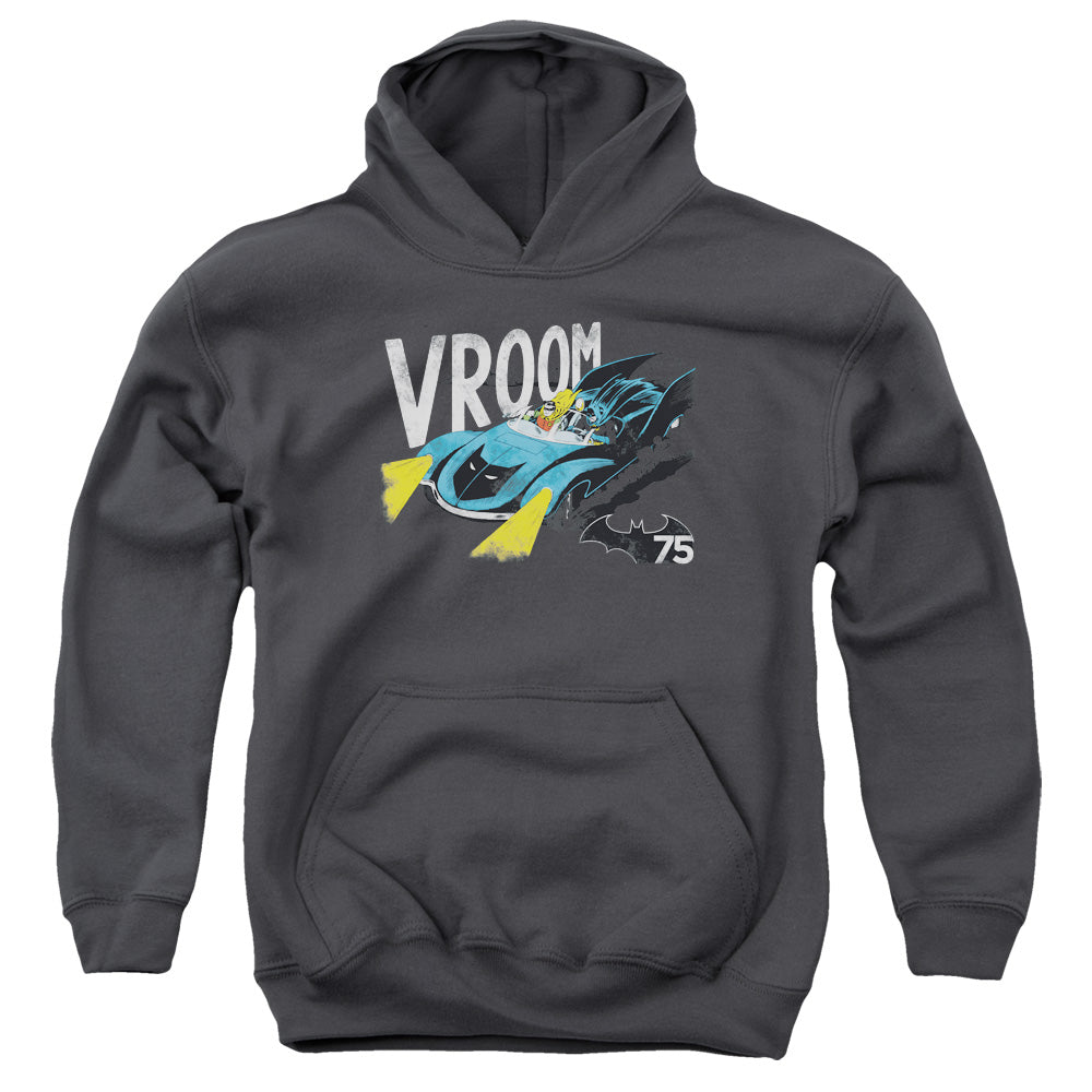 AN OFFCIALLY LICENSED BATMAN VROOM YOUTH HOODIE CHARCOAL