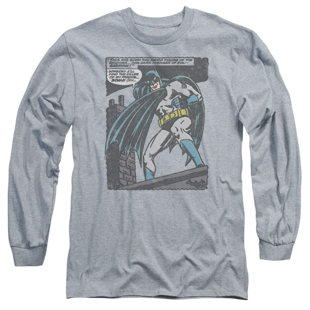 AN OFFCIALLY LICENSED BATMAN BAT ORIGINS MEN'S LONG SLEEVE T-SHIRT ATHLETIC HEATHER