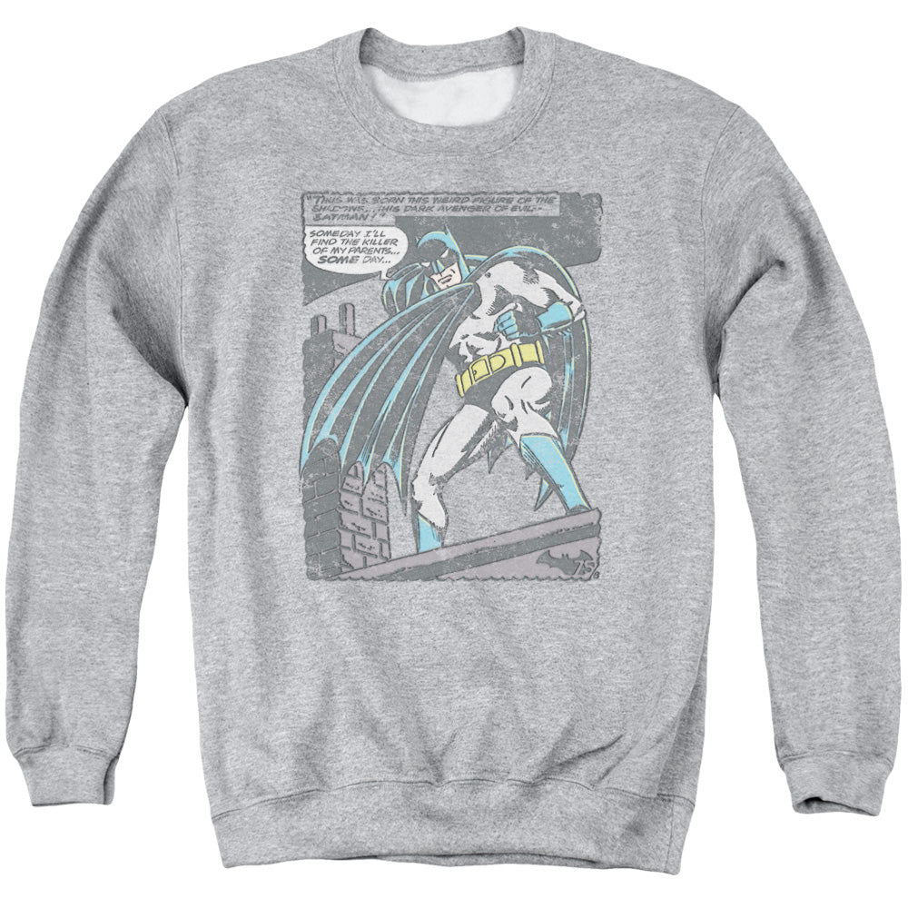 AN OFFCIALLY LICENSED BATMAN BAT ORIGINS ADULT UNISEX CREWNECK SWEATSHIRT ATHLETIC HEATHER
