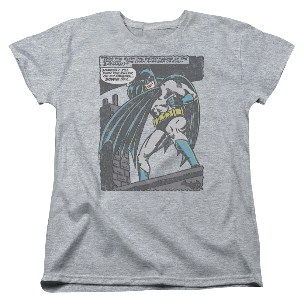 AN OFFCIALLY LICENSED BATMAN BAT ORIGINS WOMEN'S REGULAR FIT T-SHIRT ATHLETIC HEATHER