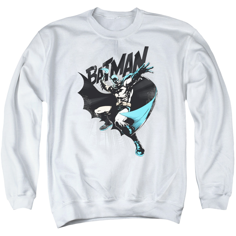 AN OFFCIALLY LICENSED BATMAN BATARANG THROW ADULT UNISEX CREWNECK SWEATSHIRT WHITE