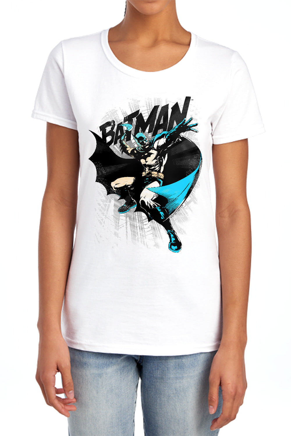 AN OFFCIALLY LICENSED BATMAN BATARANG THROW WOMEN'S REGULAR FIT T-SHIRT WHITE