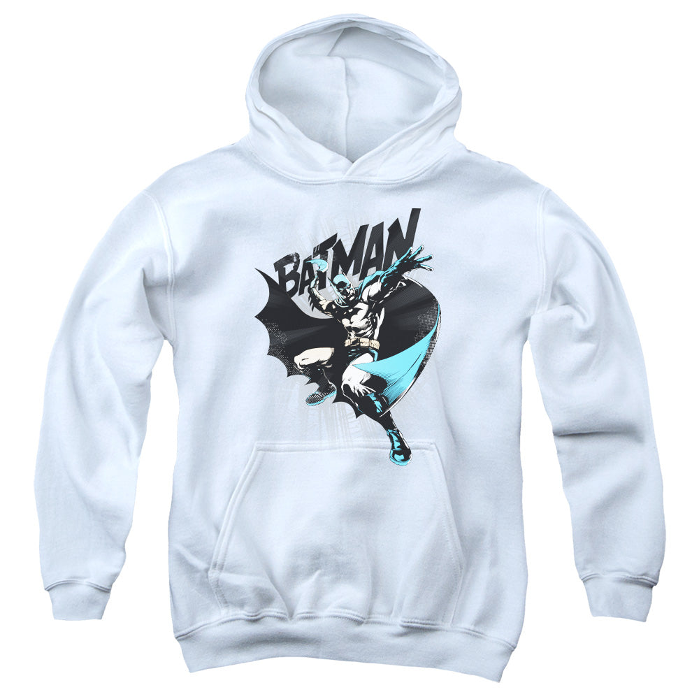 AN OFFCIALLY LICENSED BATMAN BATARANG THROW YOUTH HOODIE WHITE