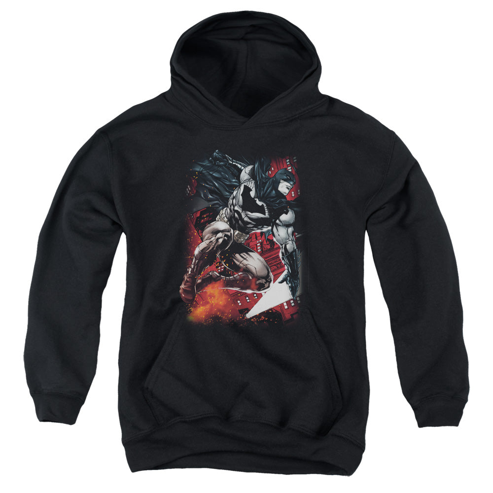 AN OFFCIALLY LICENSED BATMAN SPARKS LEAP YOUTH HOODIE BLACK