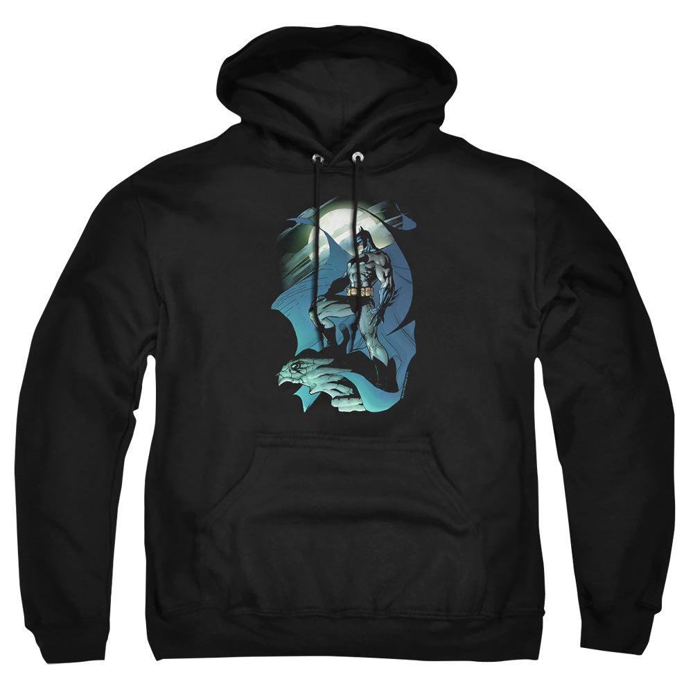 AN OFFCIALLY LICENSED BATMAN GLOW OF THE MOON ADULT UNISEX PULLOVER HOODIE BLACK