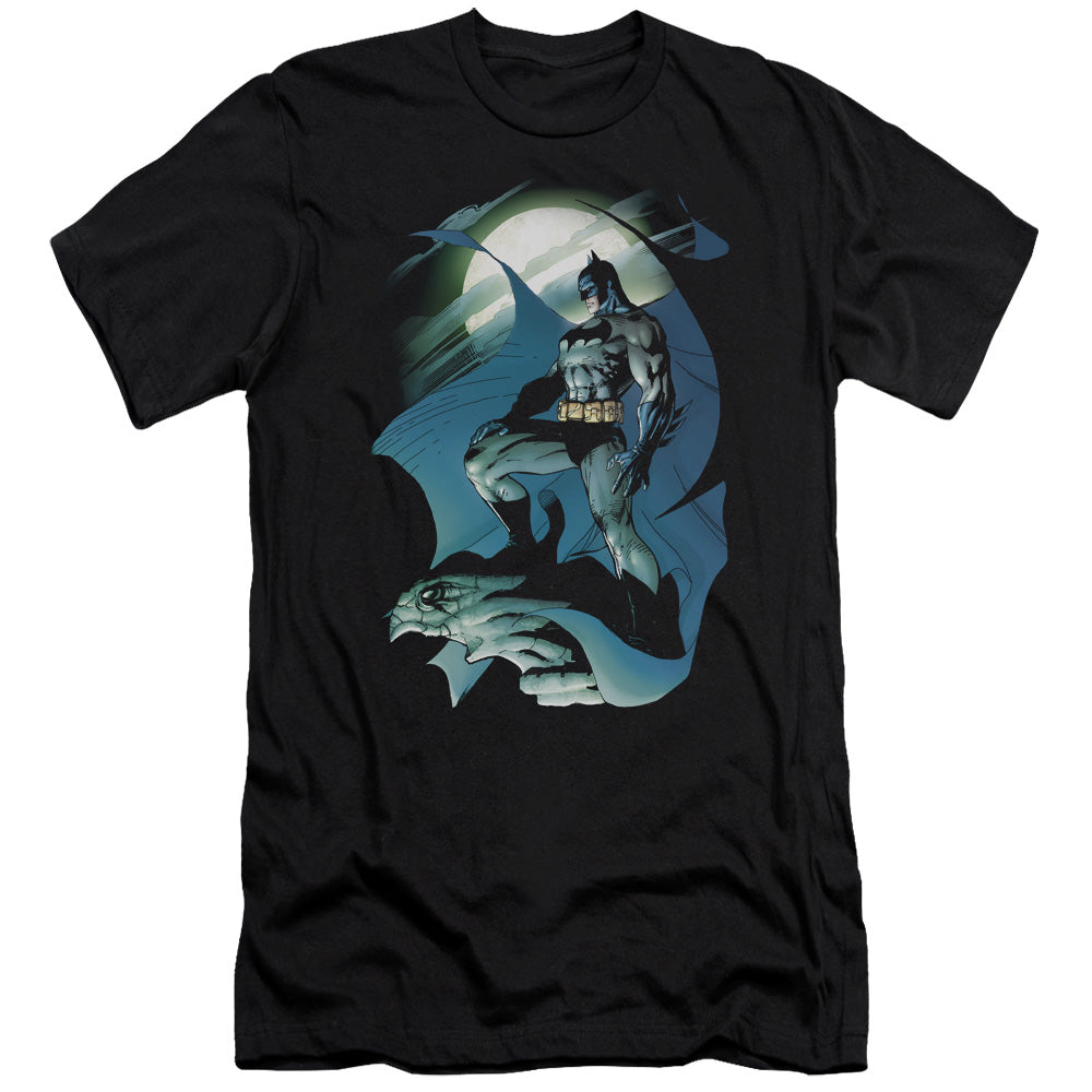 AN OFFCIALLY LICENSED BATMAN GLOW OF THE MOON MEN'S PREMIUM SLIM FIT T-SHIRT BLACK