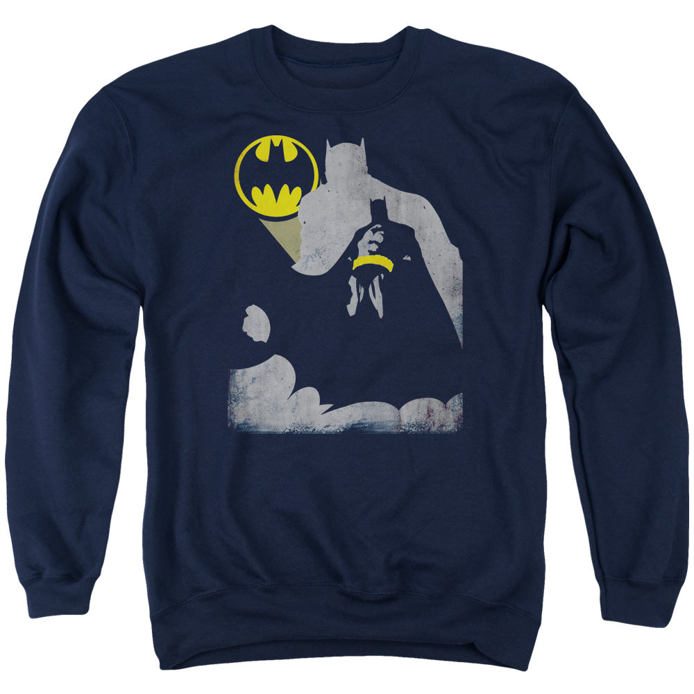 AN OFFCIALLY LICENSED BATMAN BAT KNOCKOUT ADULT UNISEX CREWNECK SWEATSHIRT NAVY