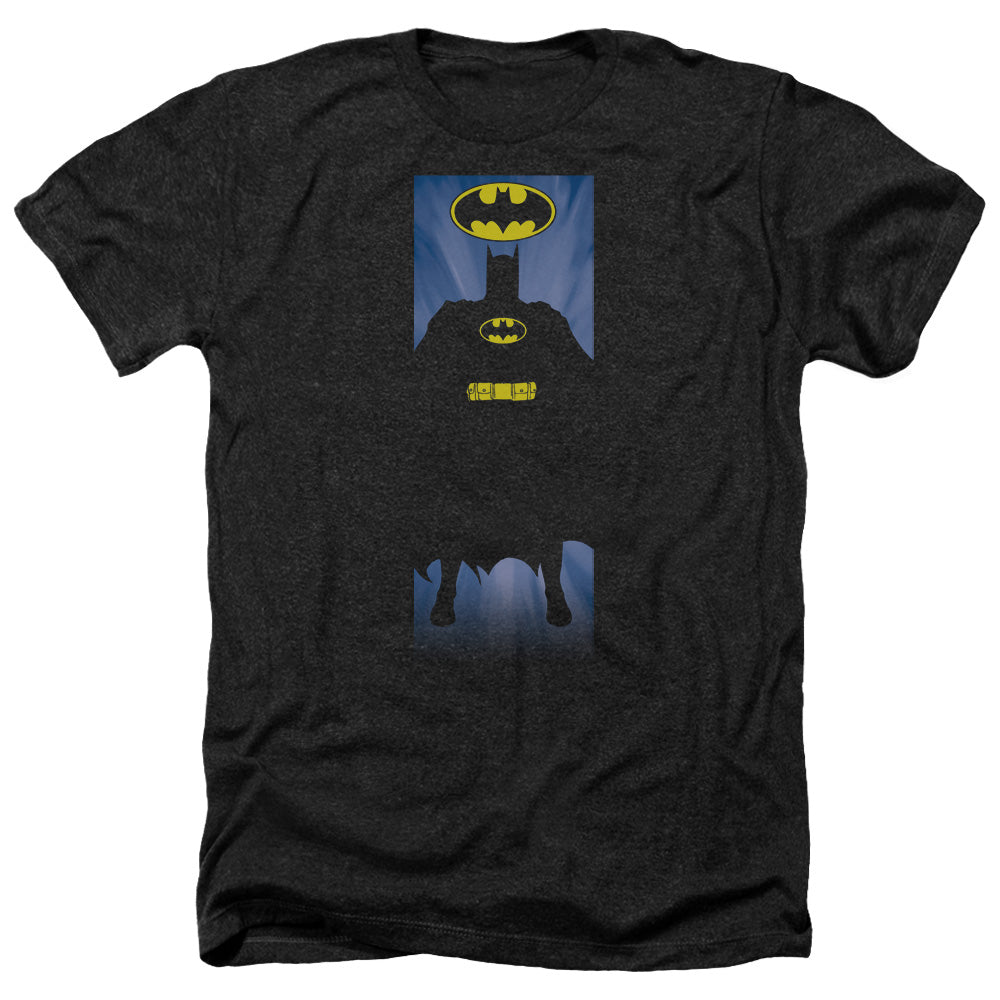 AN OFFCIALLY LICENSED BATMAN BATMAN BLOCK MEN'S HEATHER T-SHIRT CHARCOAL