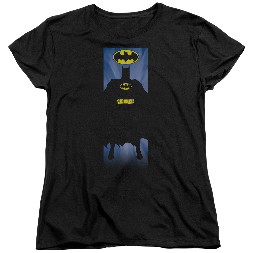 AN OFFCIALLY LICENSED BATMAN BATMAN BLOCK WOMEN'S REGULAR FIT T-SHIRT BLACK