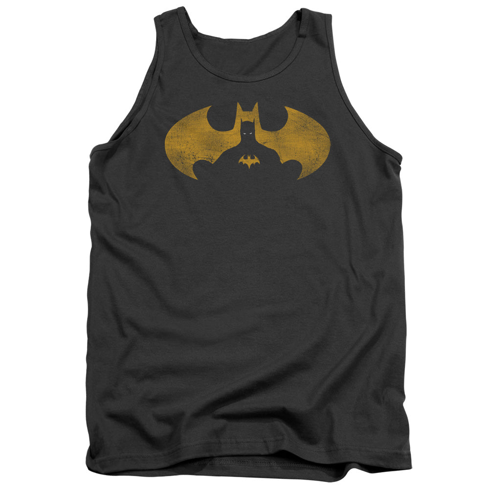 AN OFFCIALLY LICENSED BATMAN BAT SYMBOL KNOCKOUT ADULT UNISEX TANK TOP CHARCOAL