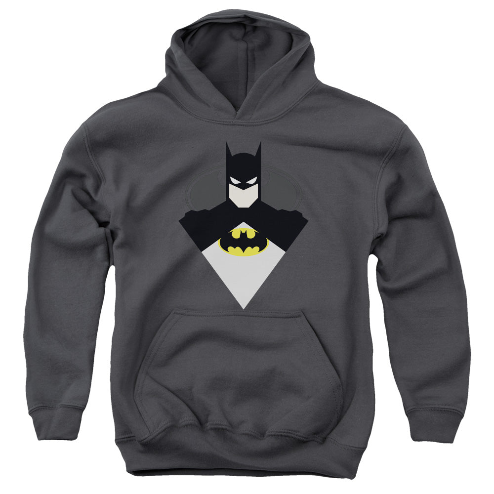 AN OFFCIALLY LICENSED BATMAN SIMPLE BAT YOUTH HOODIE CHARCOAL