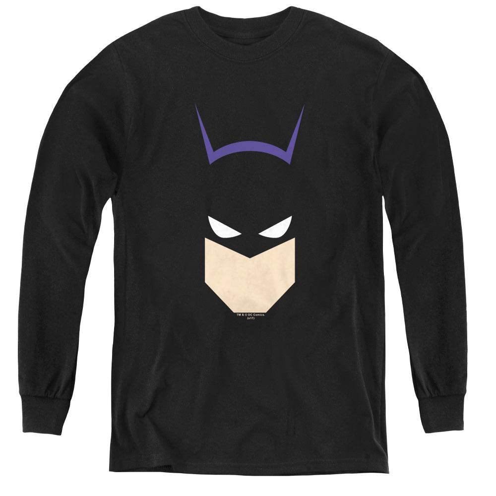 AN OFFCIALLY LICENSED BATMAN BAT HEAD YOUTH LONG SLEEVE T-SHIRT BLACK