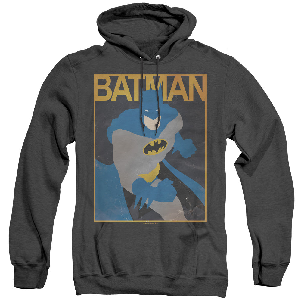 AN OFFCIALLY LICENSED BATMAN SIMPLE BM POSTER ADULT UNISEX HEATHER PULLOVER HOODIE BLACK