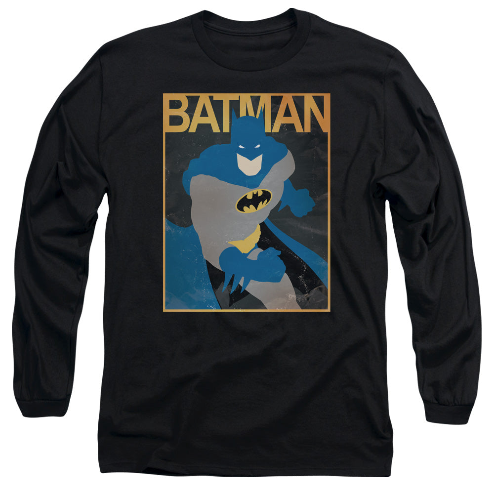 AN OFFCIALLY LICENSED BATMAN SIMPLE BM POSTER MEN'S LONG SLEEVE T-SHIRT BLACK