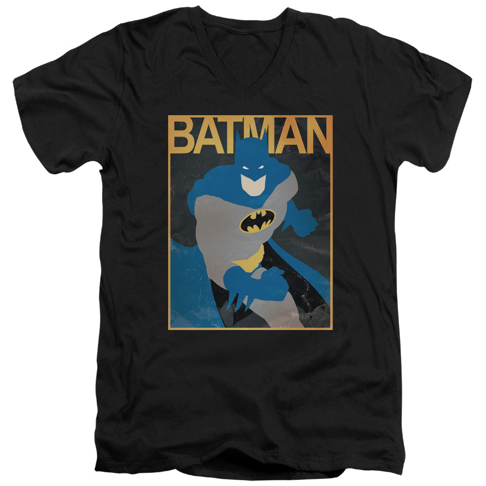 AN OFFCIALLY LICENSED BATMAN SIMPLE BM POSTER MEN'S V-NECK T-SHIRT BLACK
