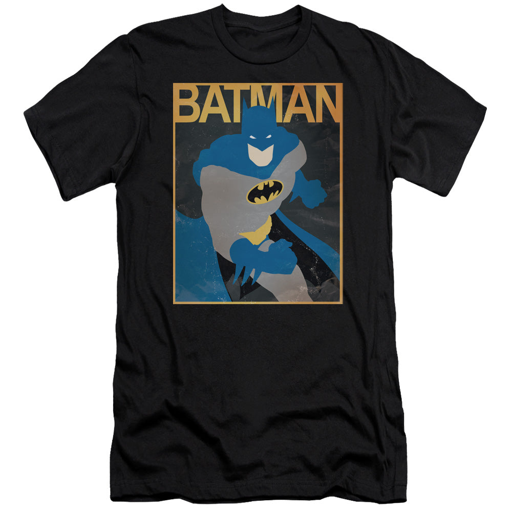 AN OFFCIALLY LICENSED BATMAN SIMPLE BM POSTER MEN'S PREMIUM SLIM FIT T-SHIRT BLACK