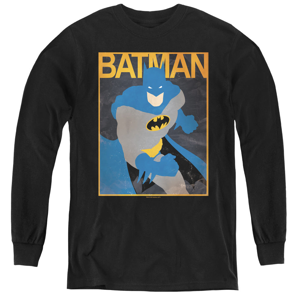 AN OFFCIALLY LICENSED BATMAN SIMPLE BM POSTER YOUTH LONG SLEEVE T-SHIRT BLACK