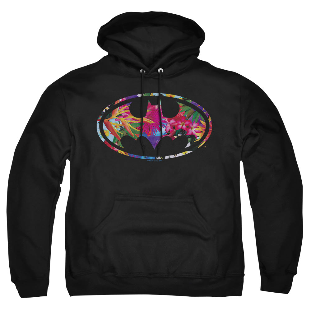 AN OFFCIALLY LICENSED BATMAN HAWAIIAN SHIELD ADULT UNISEX PULLOVER HOODIE BLACK