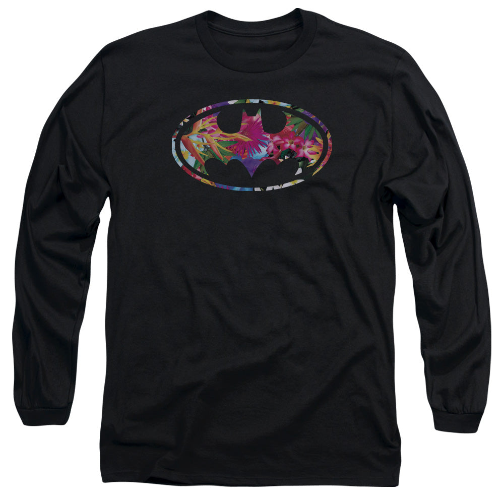 AN OFFCIALLY LICENSED BATMAN HAWAIIAN SHIELD MEN'S LONG SLEEVE T-SHIRT BLACK