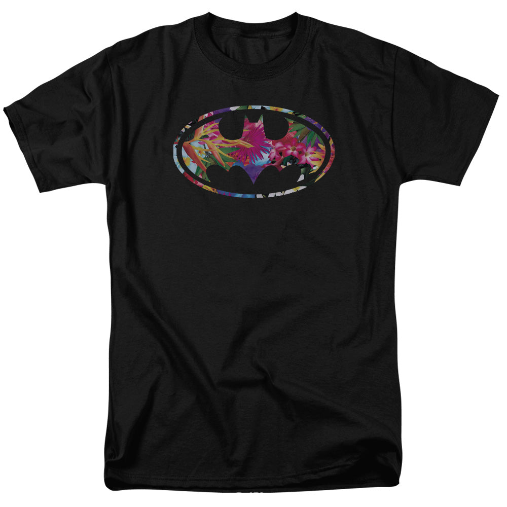 AN OFFCIALLY LICENSED BATMAN HAWAIIAN SHIELD MEN'S REGULAR FIT T-SHIRT BLACK