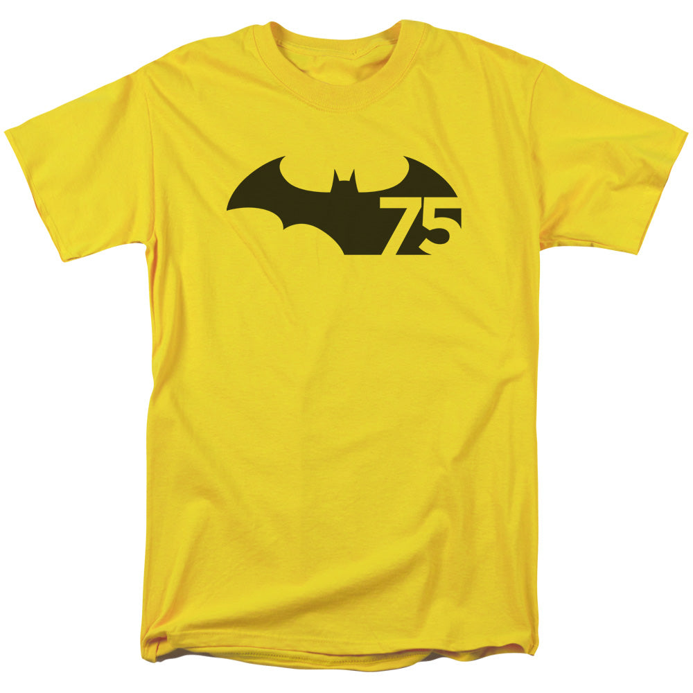 AN OFFCIALLY LICENSED BATMAN 75 LOGO MEN'S REGULAR FIT T-SHIRT YELLOW