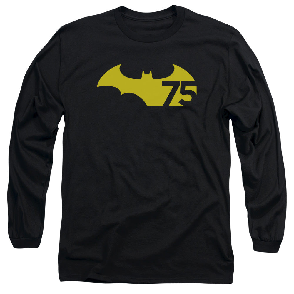 AN OFFCIALLY LICENSED BATMAN 75 LOGO 2 MEN'S LONG SLEEVE T-SHIRT BLACK