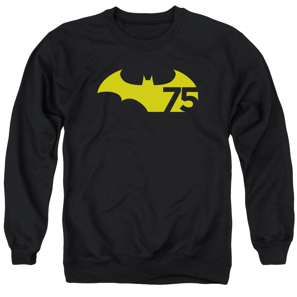 AN OFFCIALLY LICENSED BATMAN 75 LOGO 2 ADULT UNISEX CREWNECK SWEATSHIRT BLACK