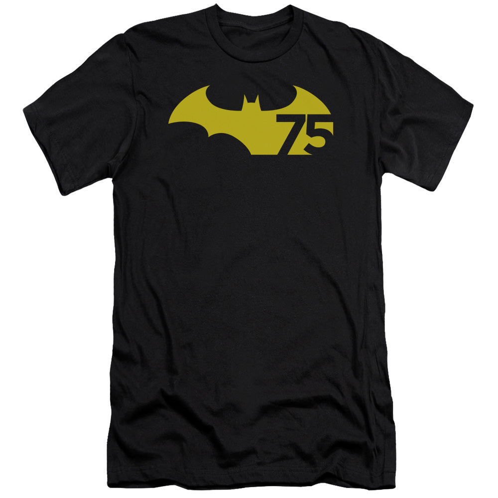 AN OFFCIALLY LICENSED BATMAN 75 LOGO 2 MEN'S PREMIUM SLIM FIT T-SHIRT BLACK