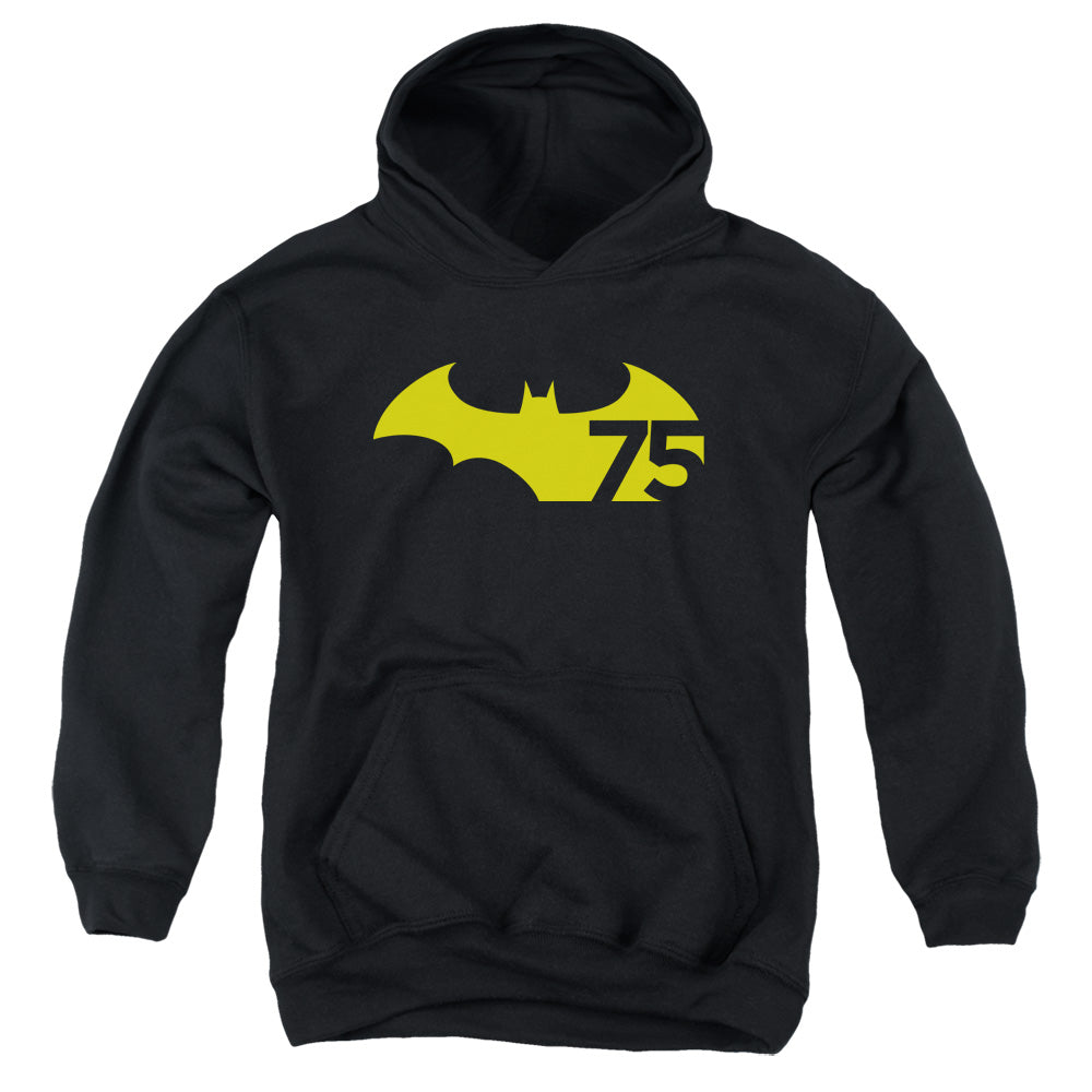 AN OFFCIALLY LICENSED BATMAN 75 LOGO 2 YOUTH HOODIE BLACK