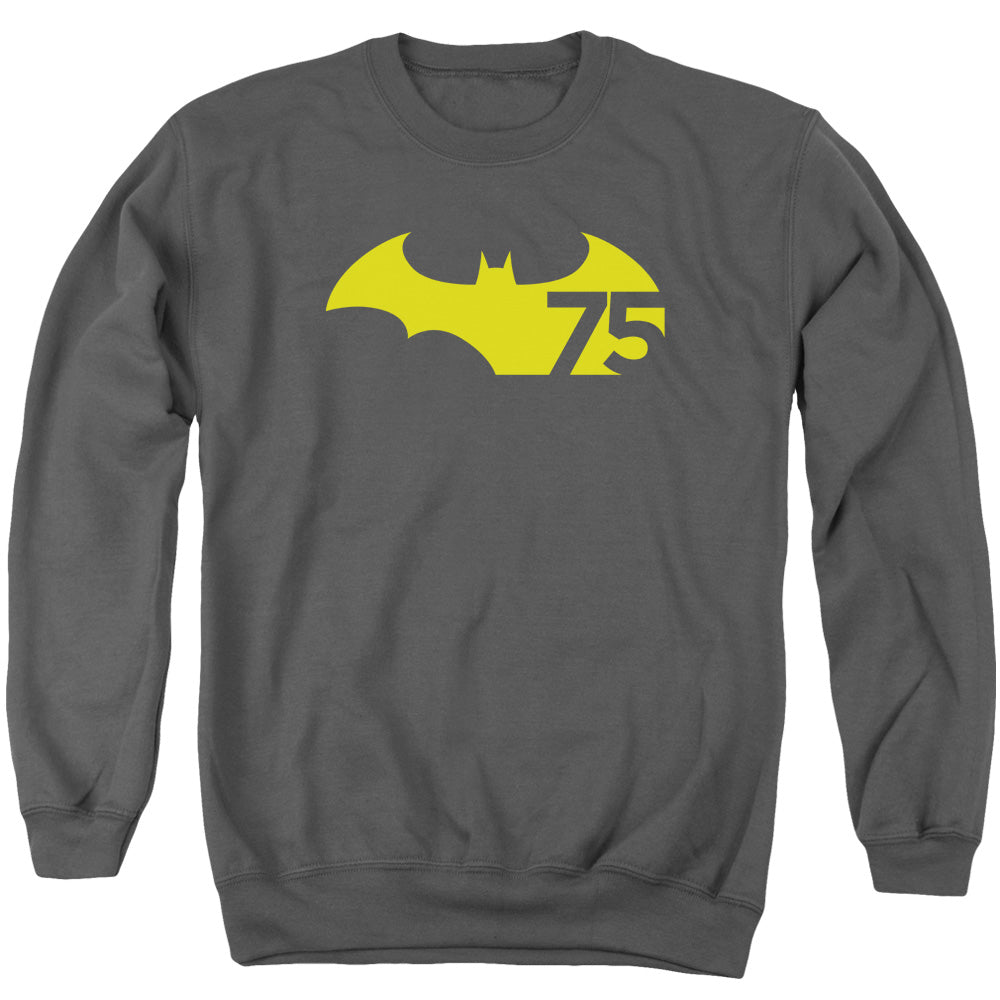AN OFFCIALLY LICENSED BATMAN 75 LOGO 2 ADULT UNISEX CREWNECK SWEATSHIRT CHARCOAL
