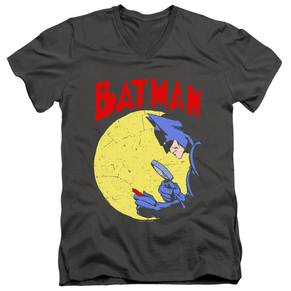 AN OFFCIALLY LICENSED BATMAN DETECTIVE 75 MEN'S V-NECK T-SHIRT CHARCOAL
