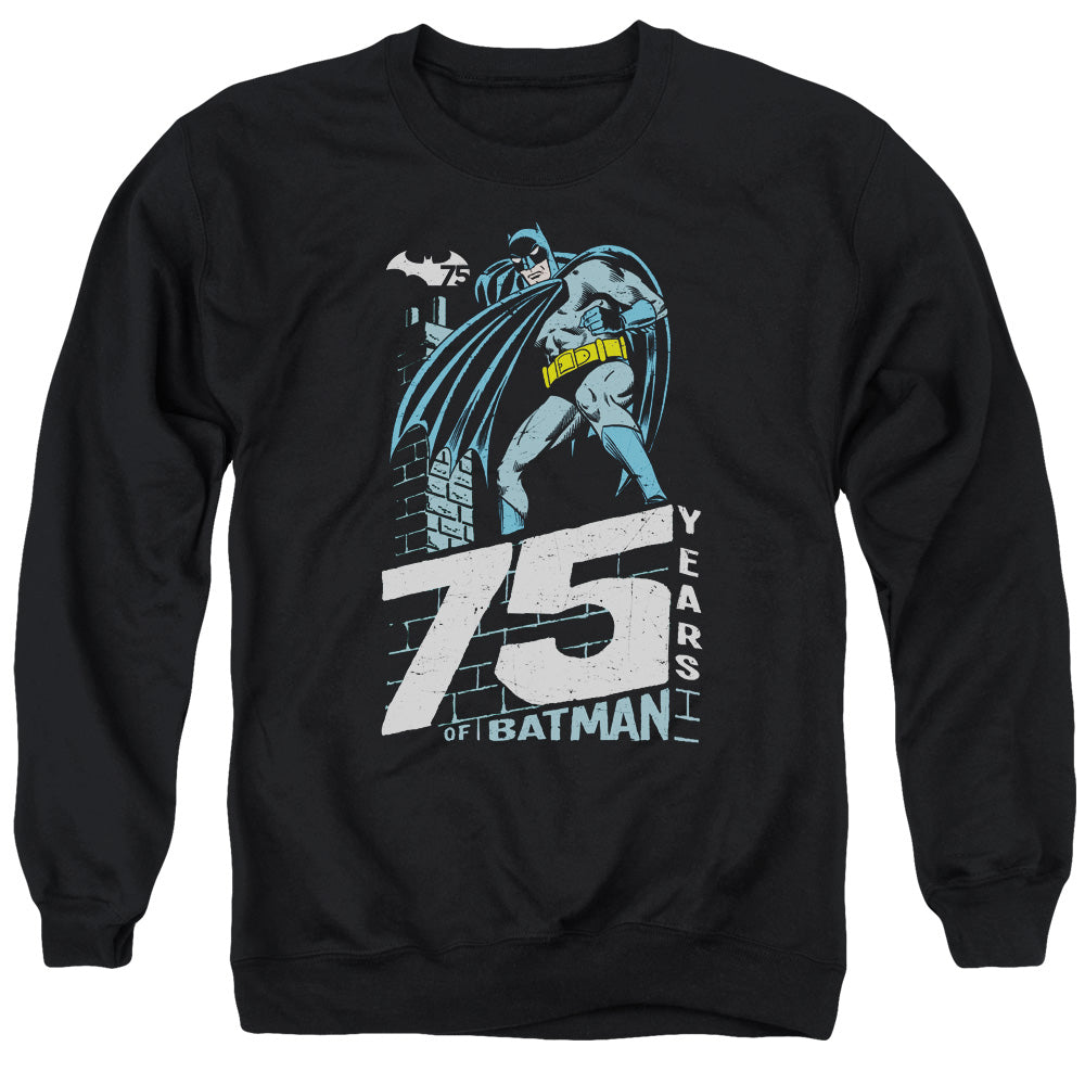 AN OFFCIALLY LICENSED BATMAN ROOFTOP ADULT UNISEX CREWNECK SWEATSHIRT BLACK